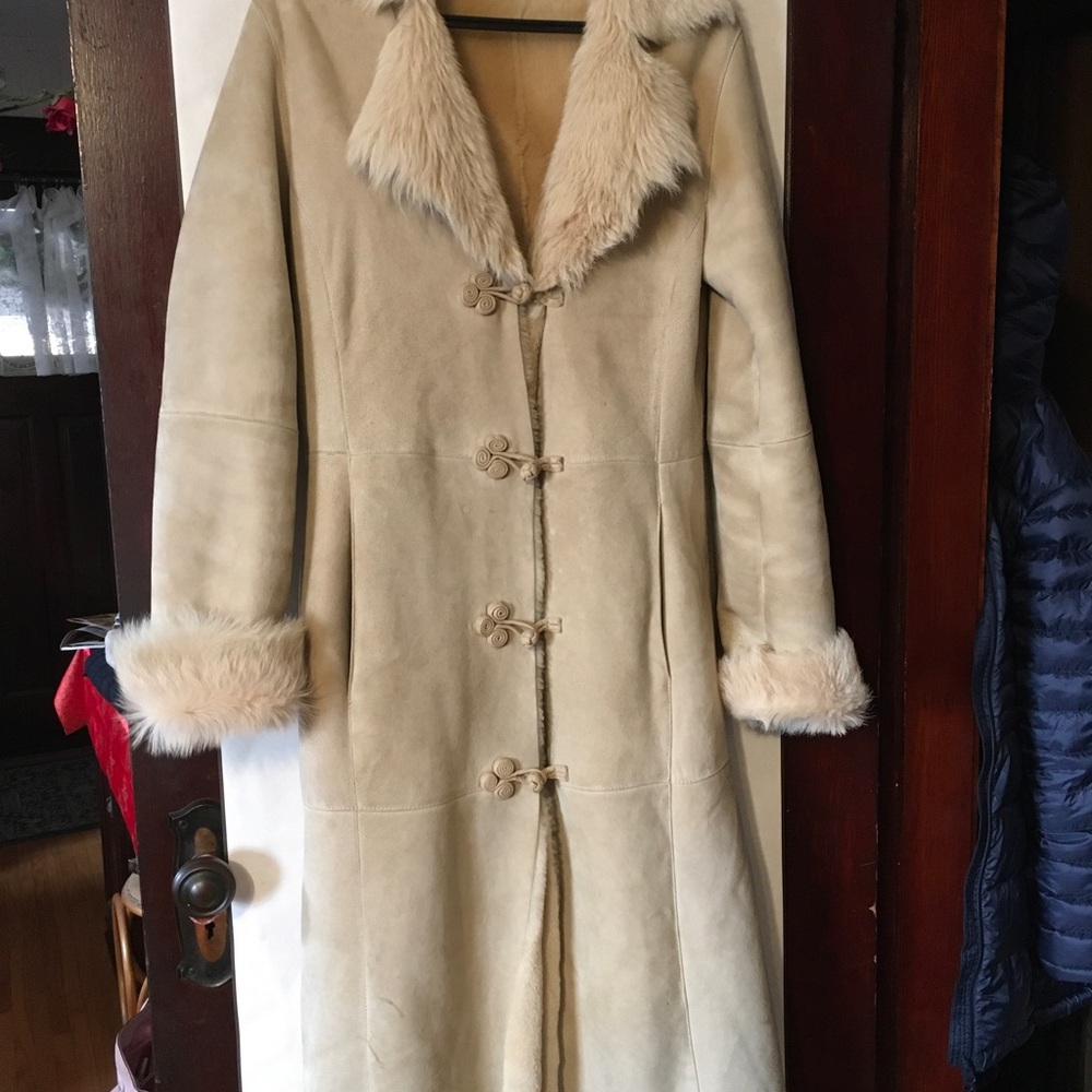 Danier long genuine sheepskin coat, Sz XXS, excellent condition